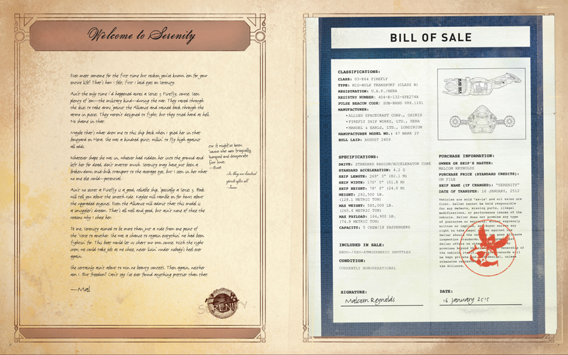 Two pages from the Serenity Handbook.